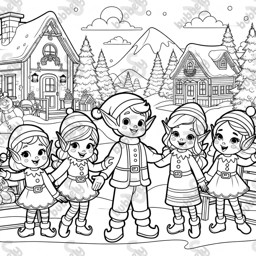 A christmas village with elves