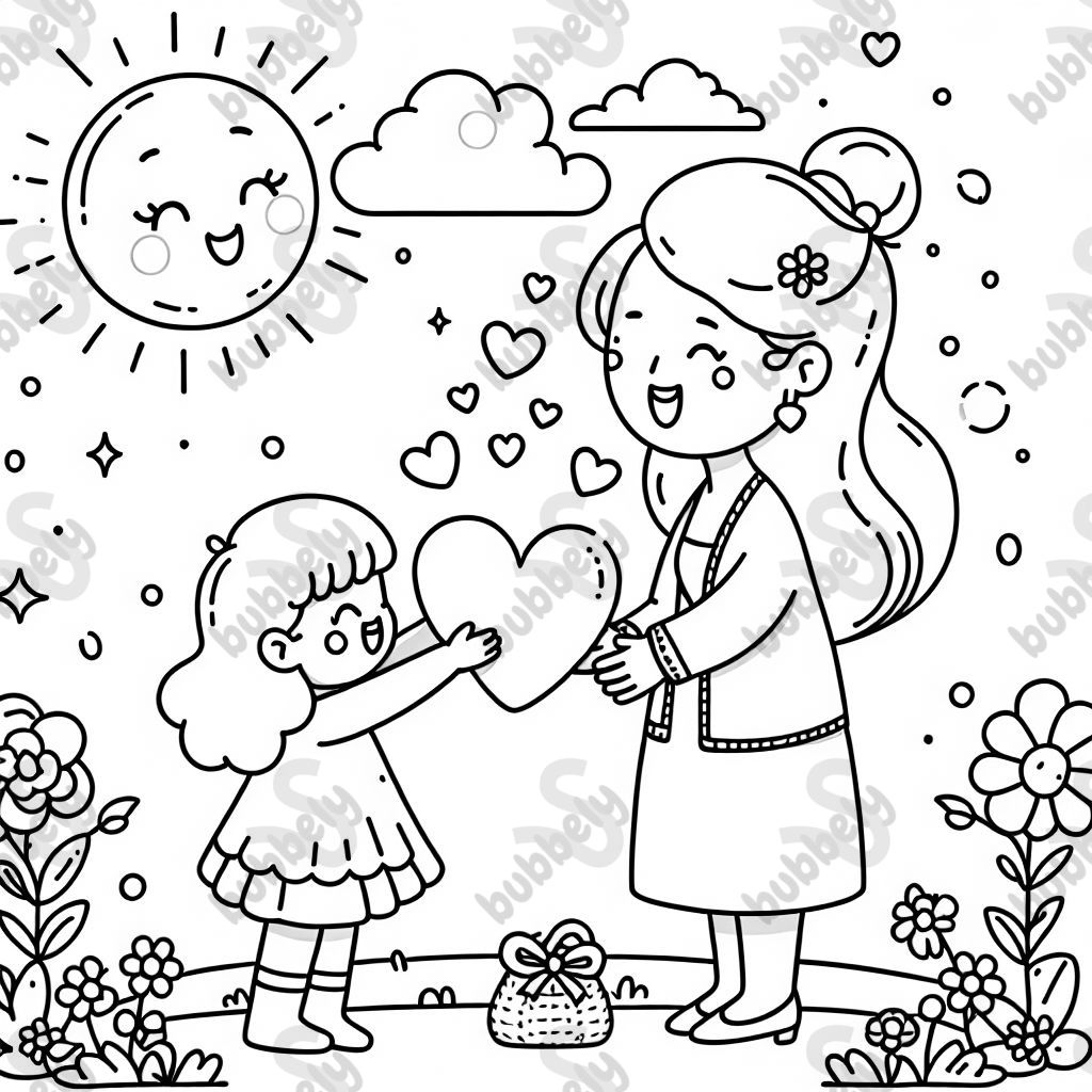 A girl loving her mum on mothers day