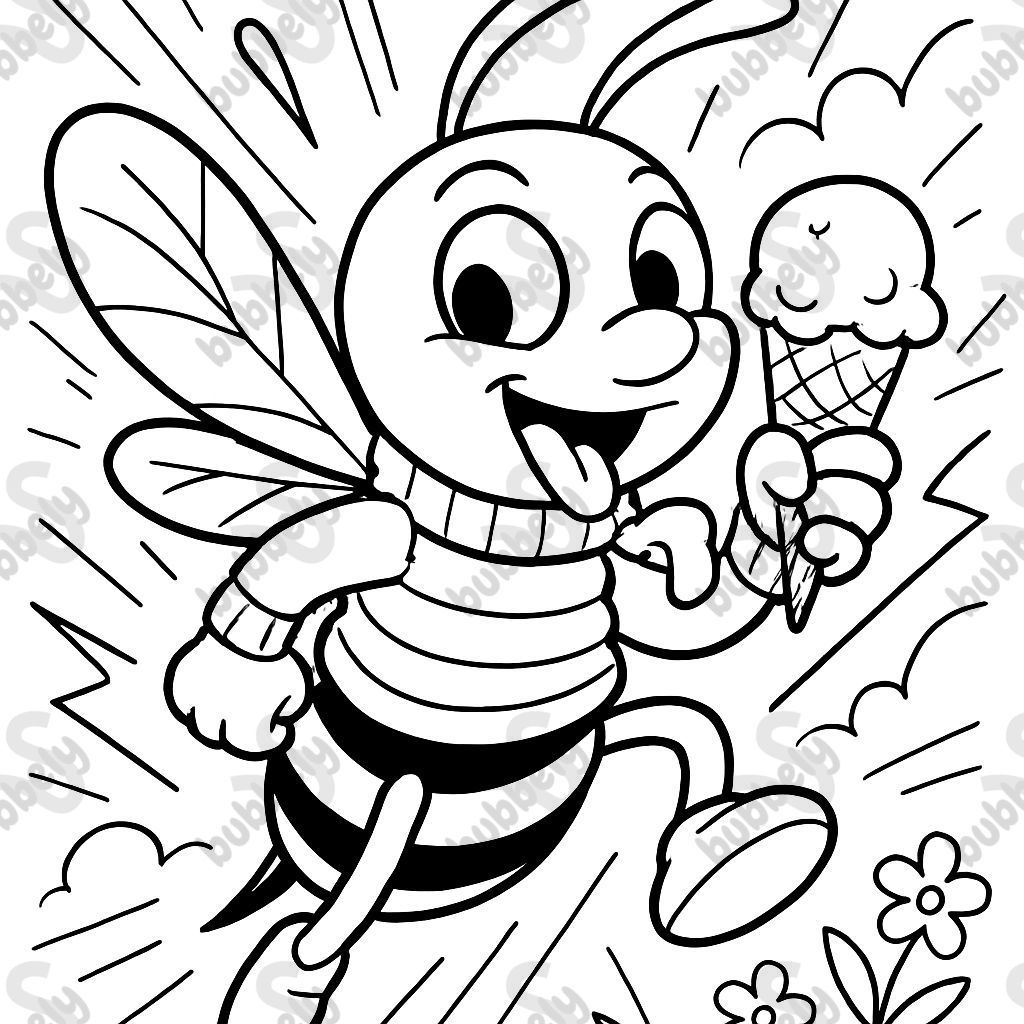 a bee wearing a sweater eating ice cream