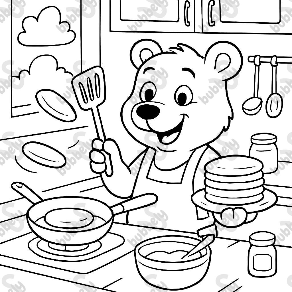 an animal making pancakes