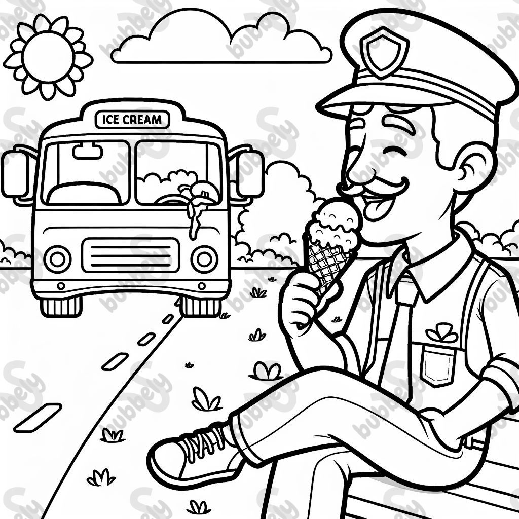 Einen Busfahrer mit einem Eis