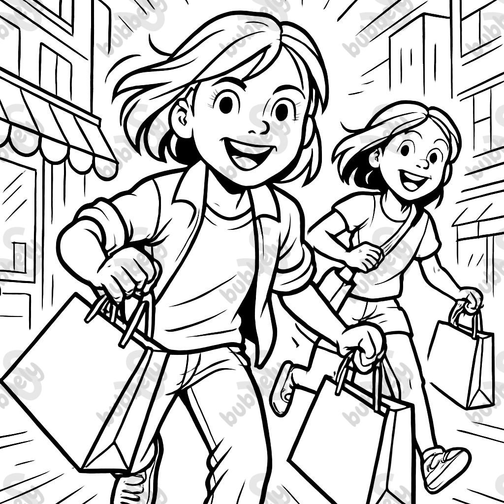 a girl who is about 11 years old is shopping with a friend of the same age