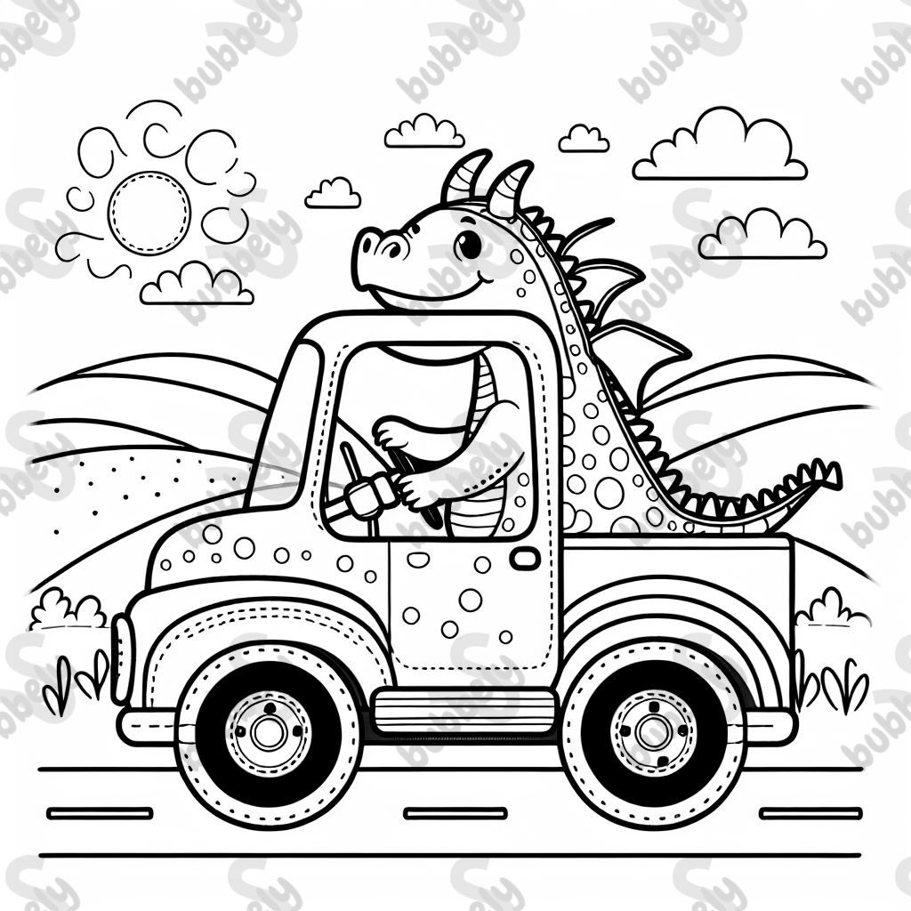 A dragon driving a truck