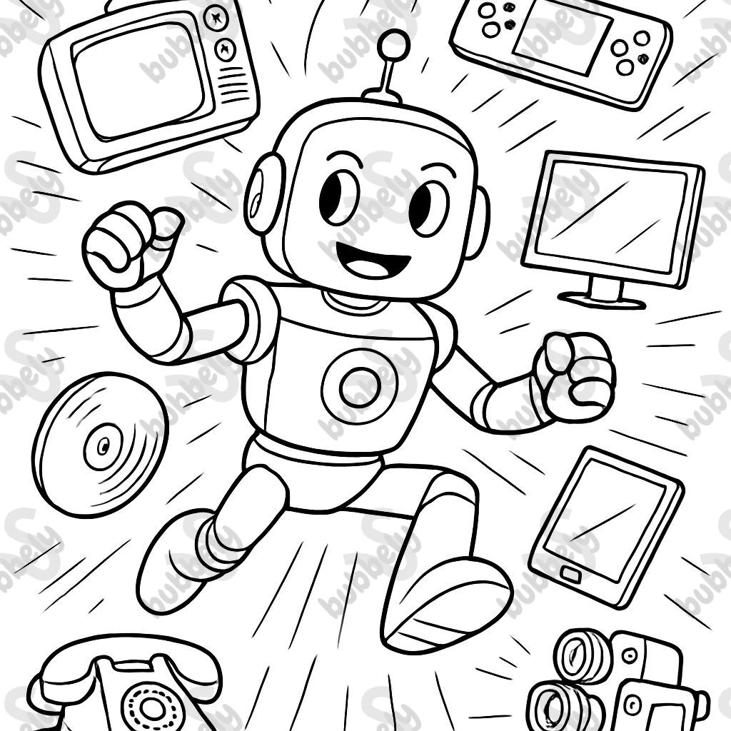 Media and technology over time with robots Media and technology over time with robots