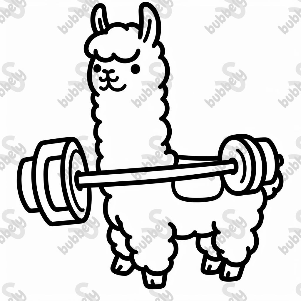 Ein Llama mit einer Hantelstange