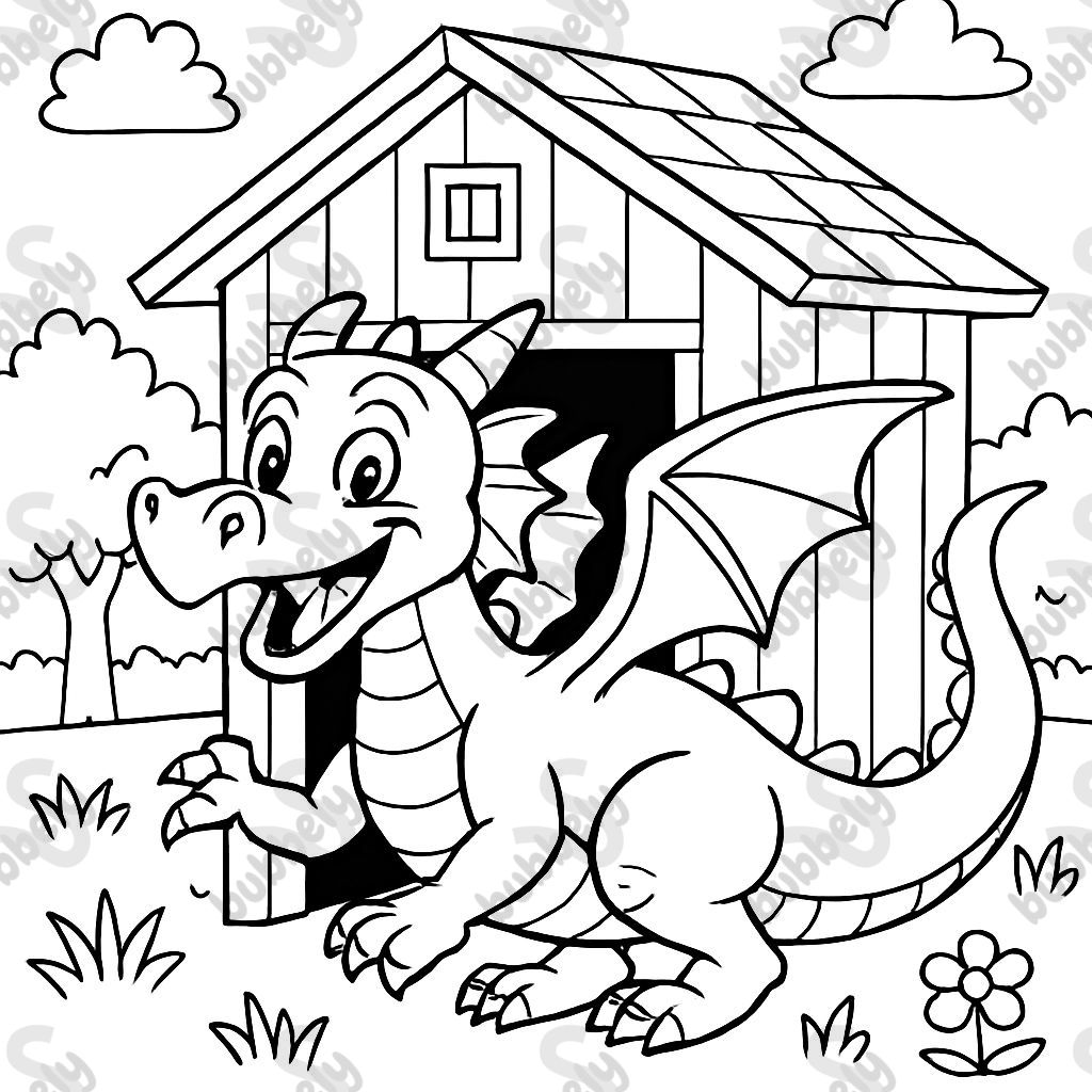 dragon under a garden shed