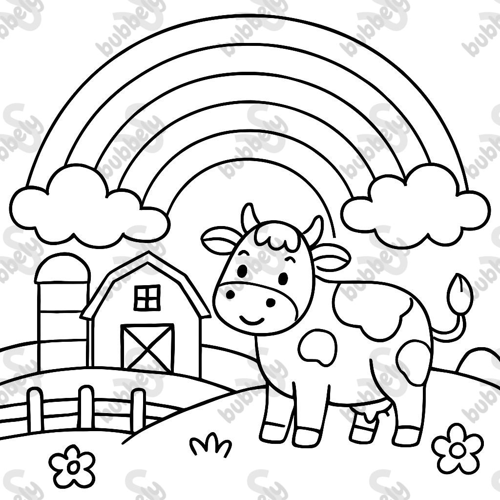 Arc-en-ciel sur une ferme