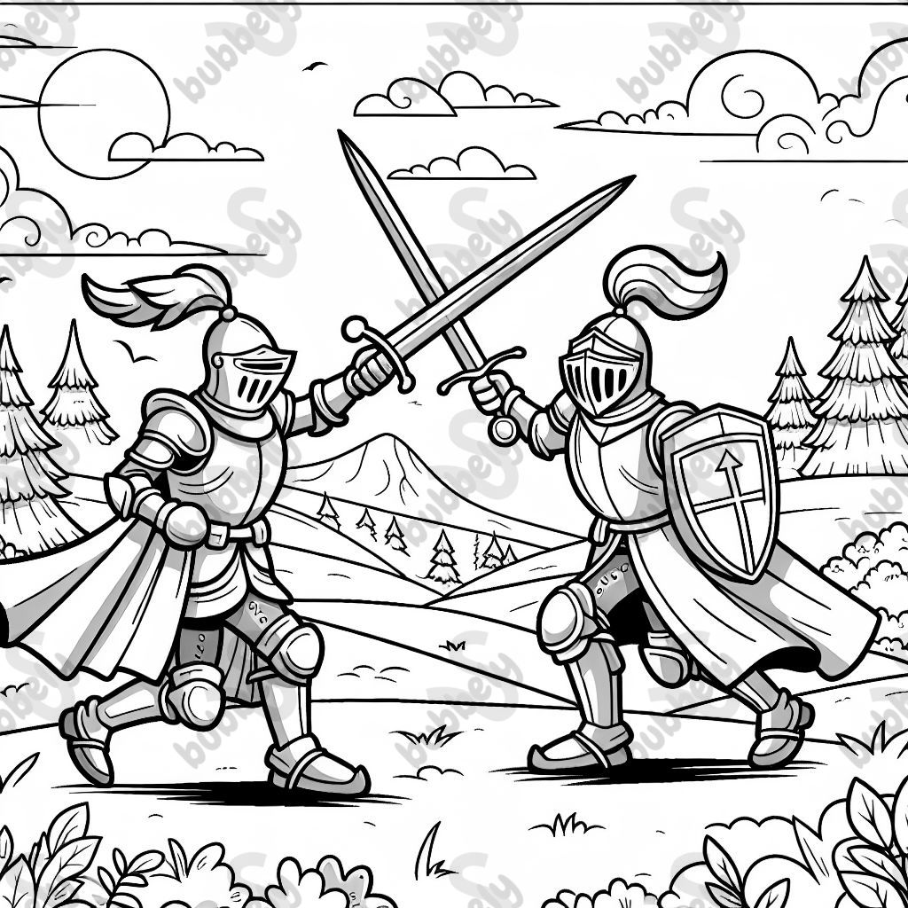 Knights are fighting each other in an exciting duel full of bravery and adventure.