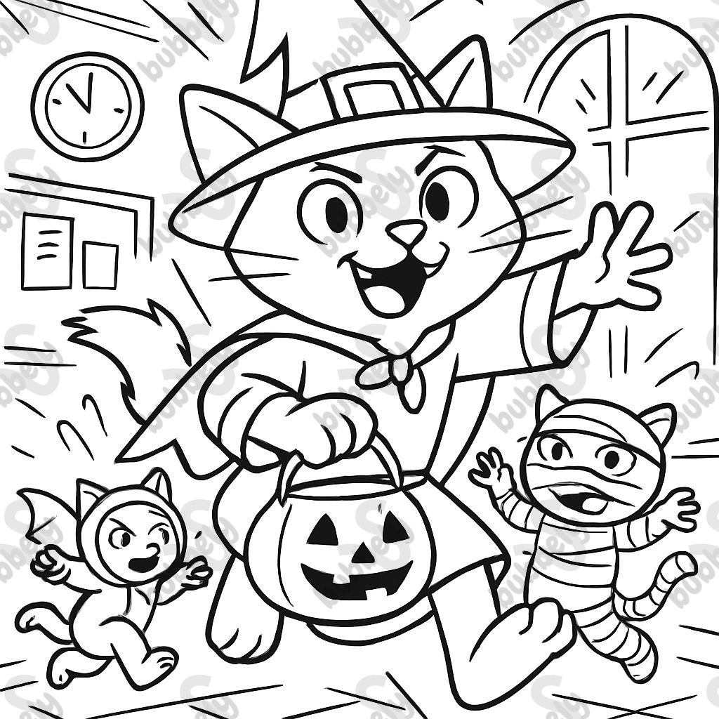 cats in halloween costumes at school