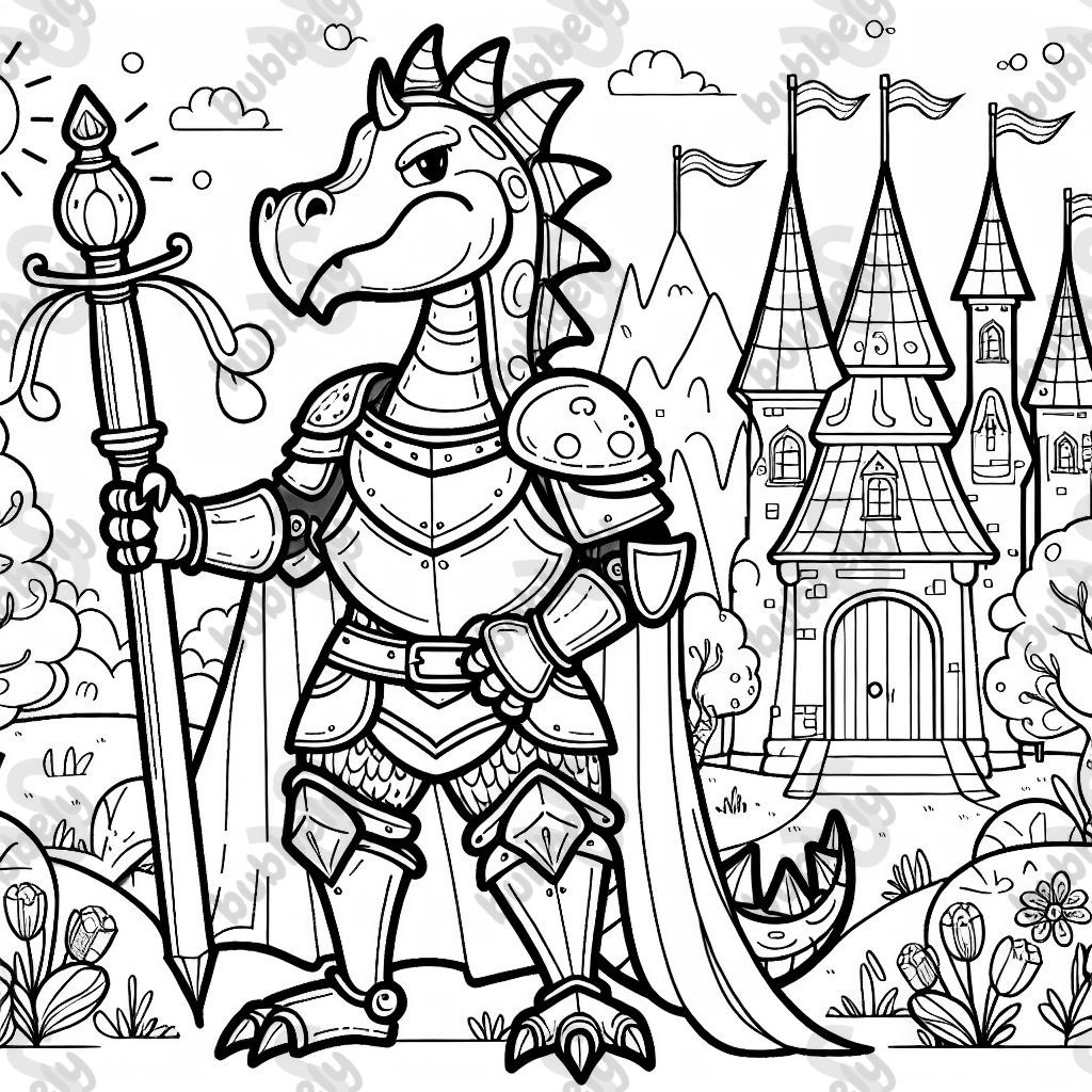 un dragon en armure de chevalier