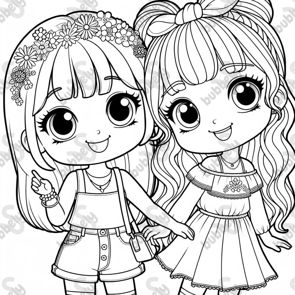 A girl named Josie, 5 years old with shoulder-length hair, a girl named Maya with longer hair and bangs, best friends