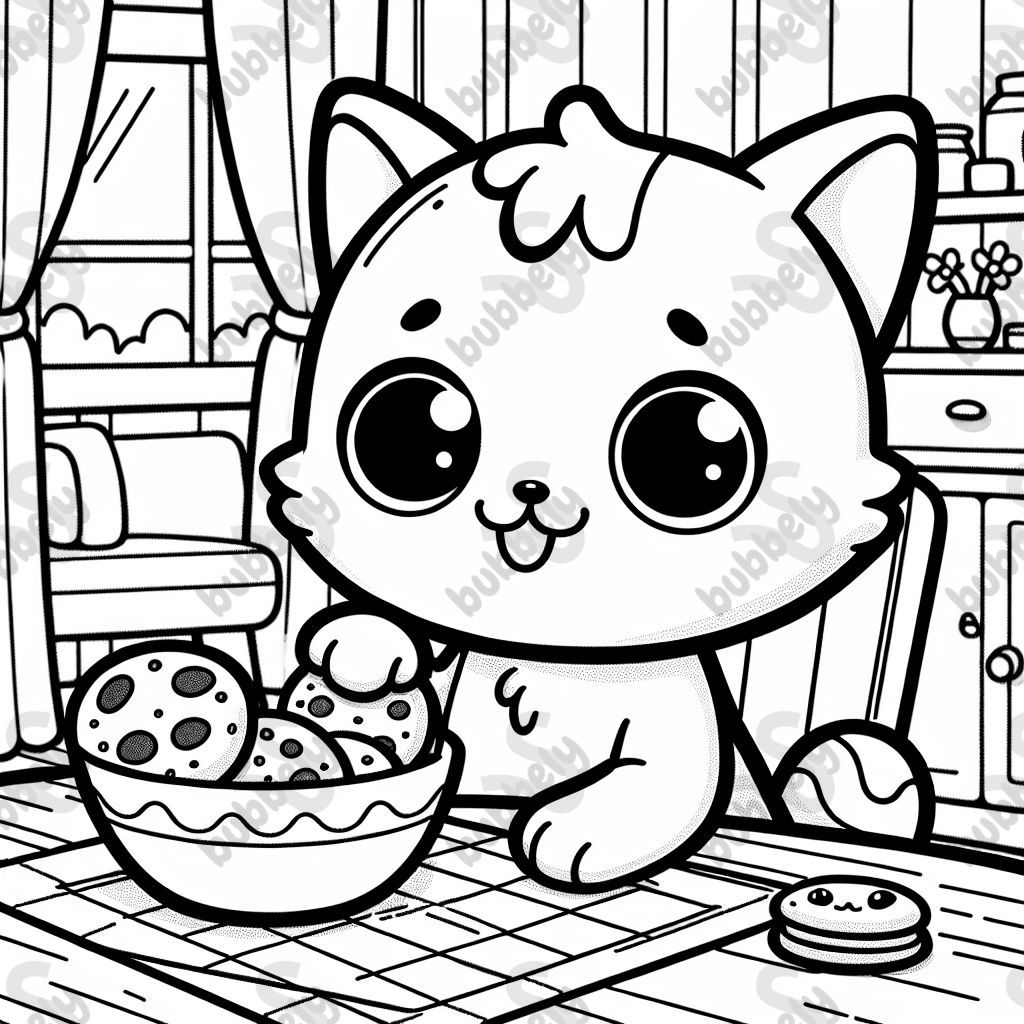 cute cat eating cookies at home