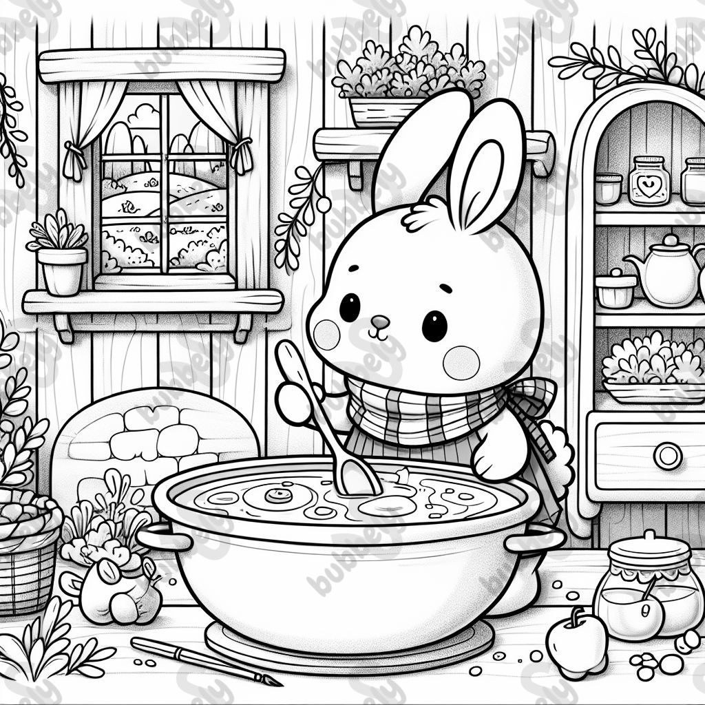 a rabbit making soup