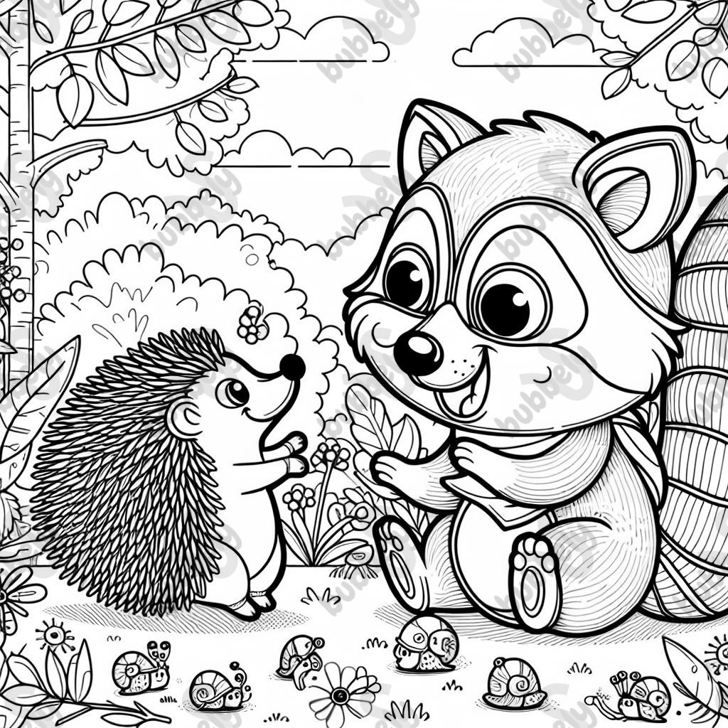 raccoon playing with hedgehog