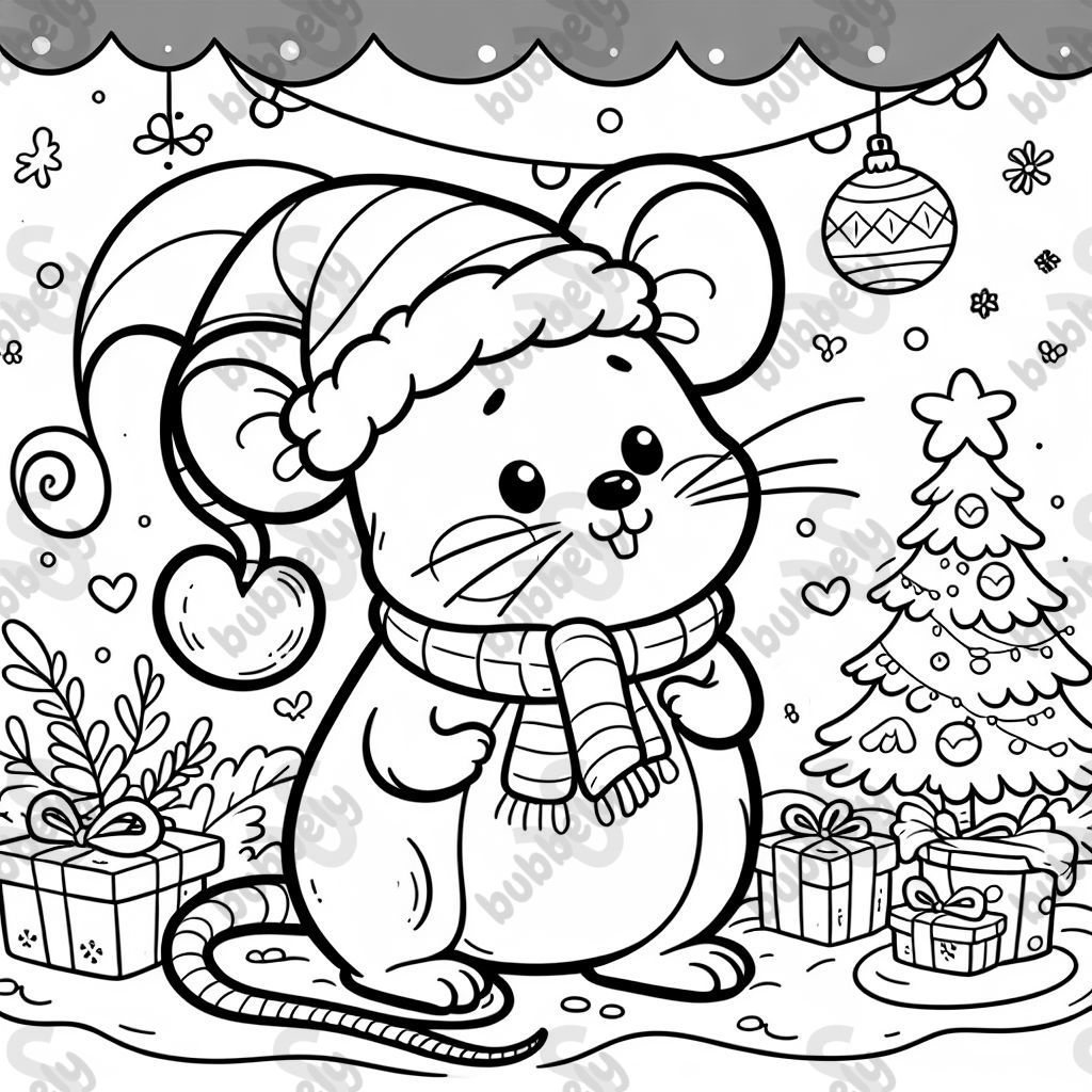 eine Maus mit Weihnachtsmannmütze