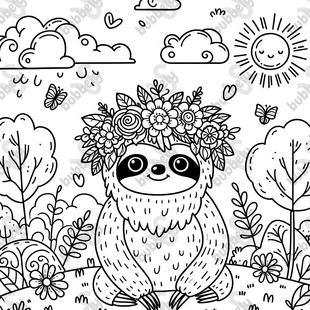 Sloth with a flower crown
