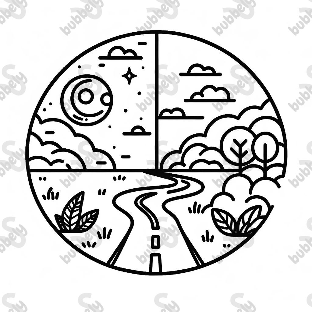 A road going from fear to happiness.