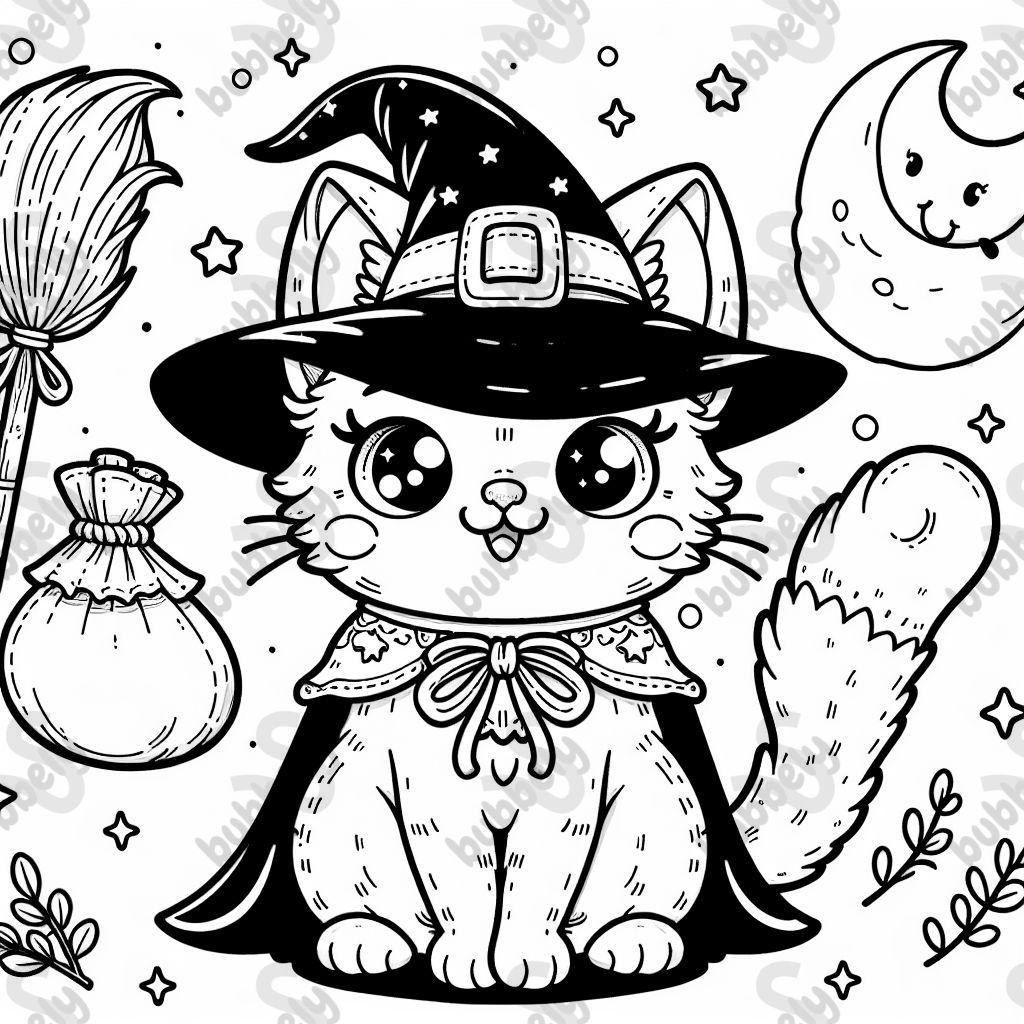 a cat in a witch outfit