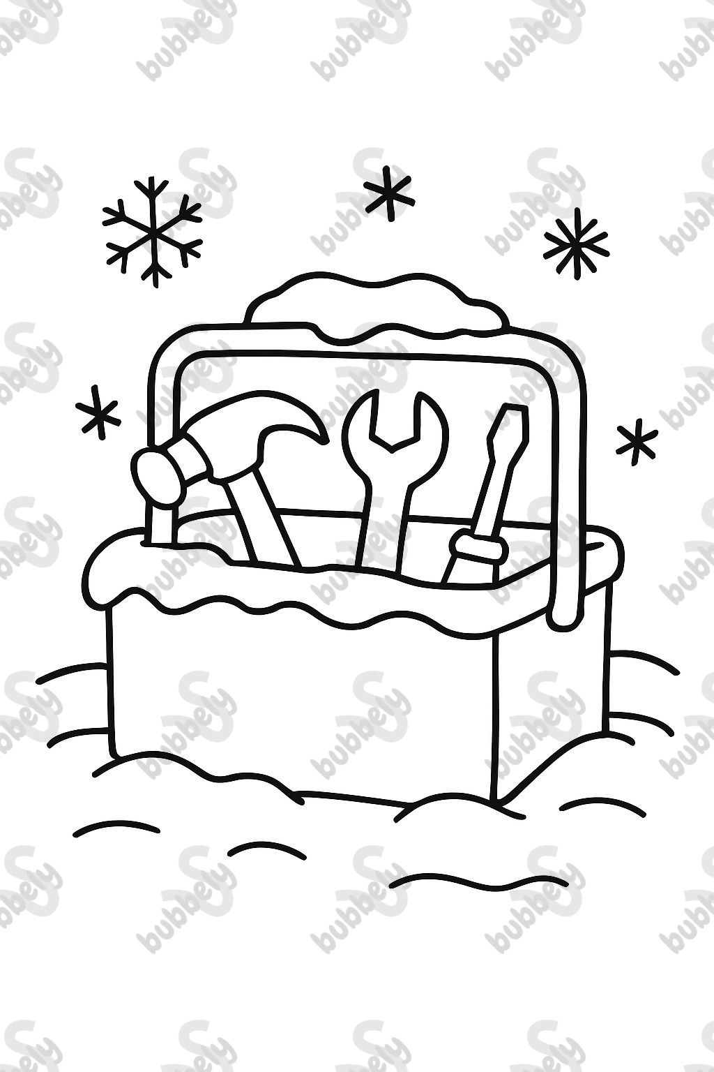 uma caixa de ferramentas com neve uma caixa de ferramentas com neve