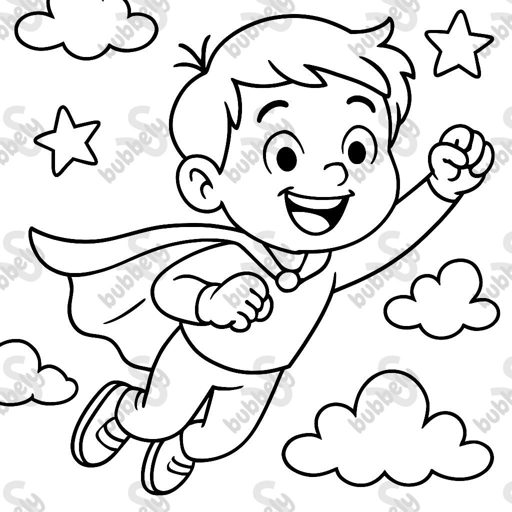 A boy flying in the sky