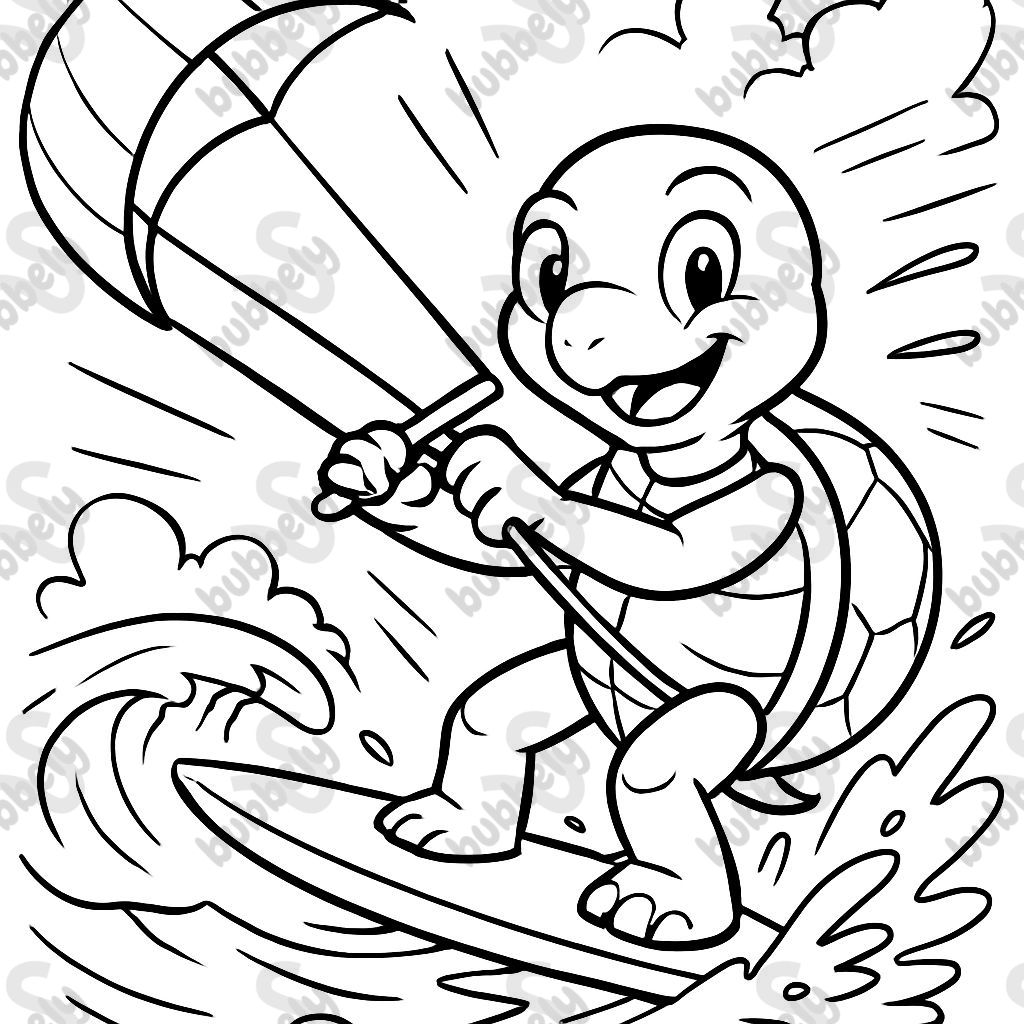 A turtle kitesurfing