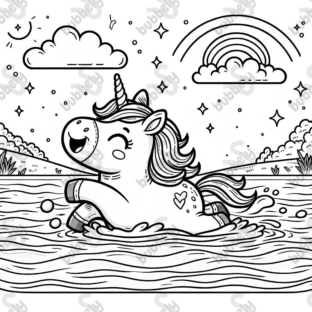 A unicorn swimming