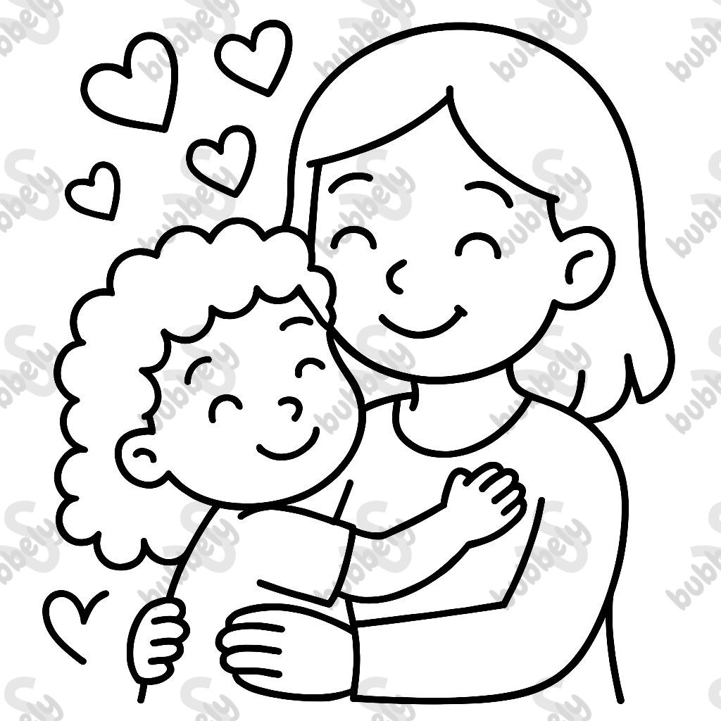 A girl with curly hair with mom and lots of love