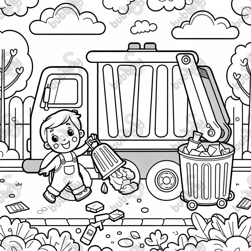 A trash truck dumping trash from a trash bin into the truck. A trash truck dumping trash from a trash bin into the truck.