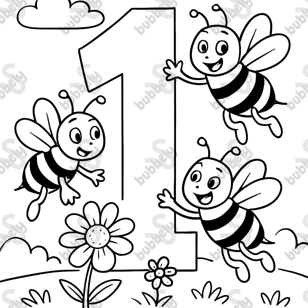 Number 1 with bees