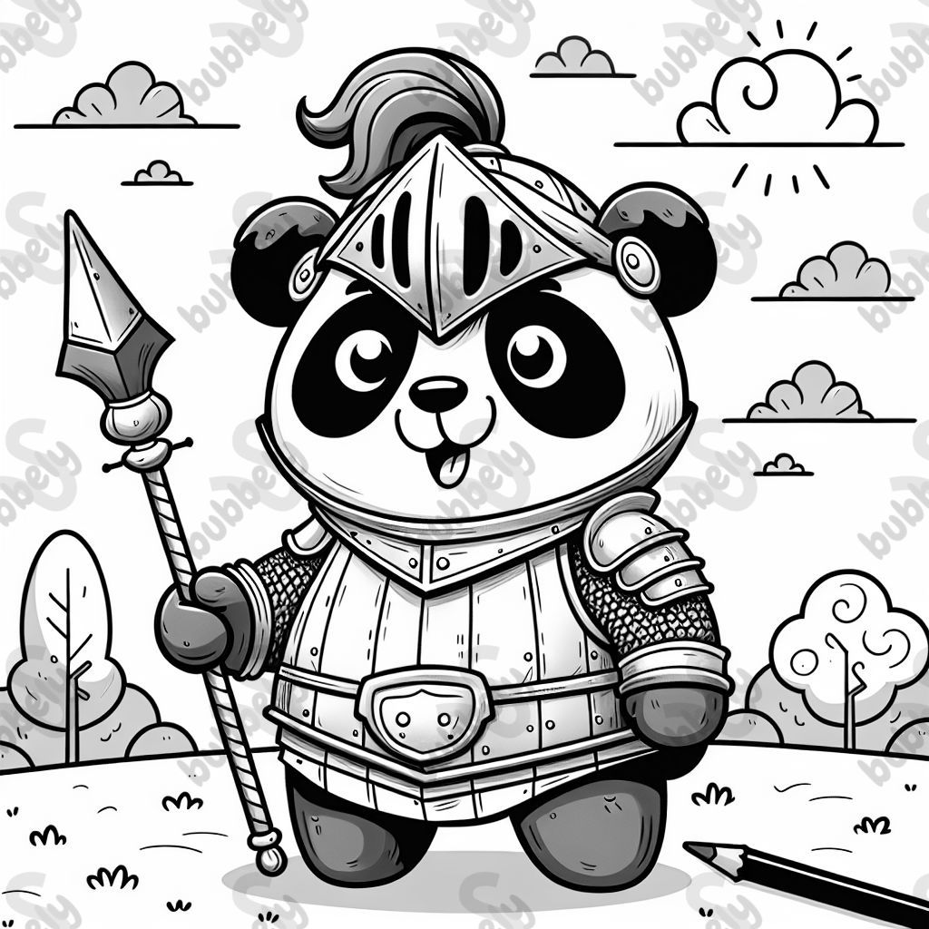 Panda in knight armor