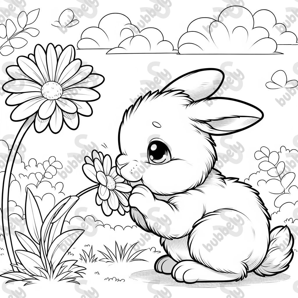 Bunny eating a flower