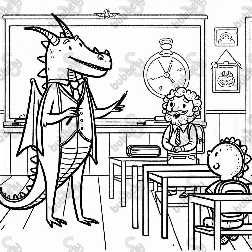 Dragon teacher at a school