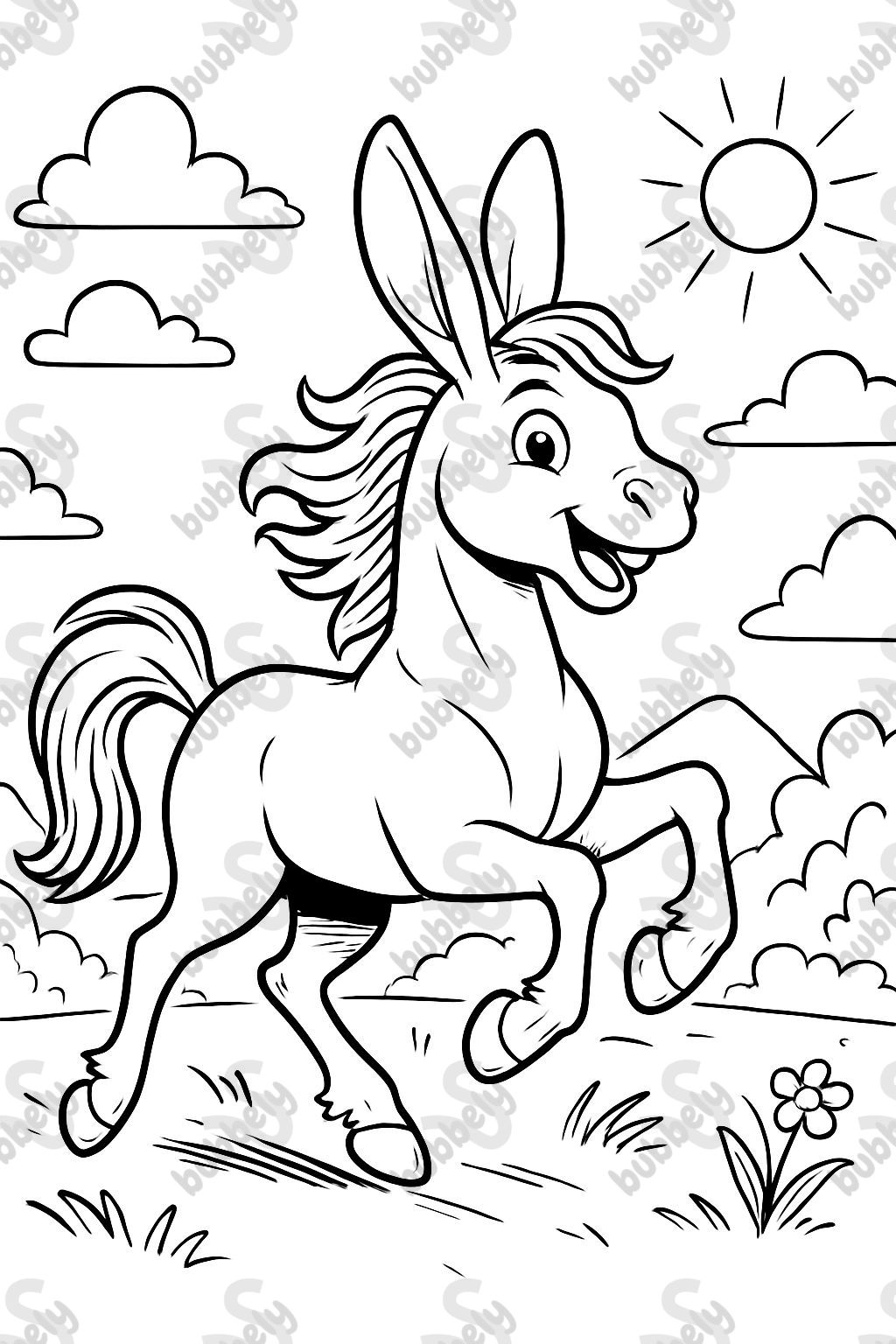 Un cheval avec une tête de lapin