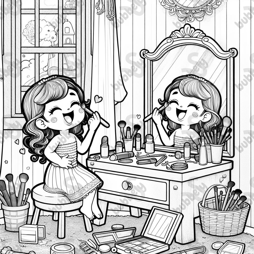 Une petite fille qui se maquille. Une petite fille qui se maquille.