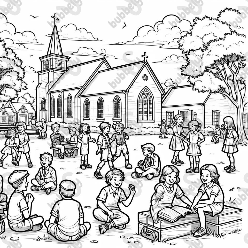 A bunch of students hanging out at church.