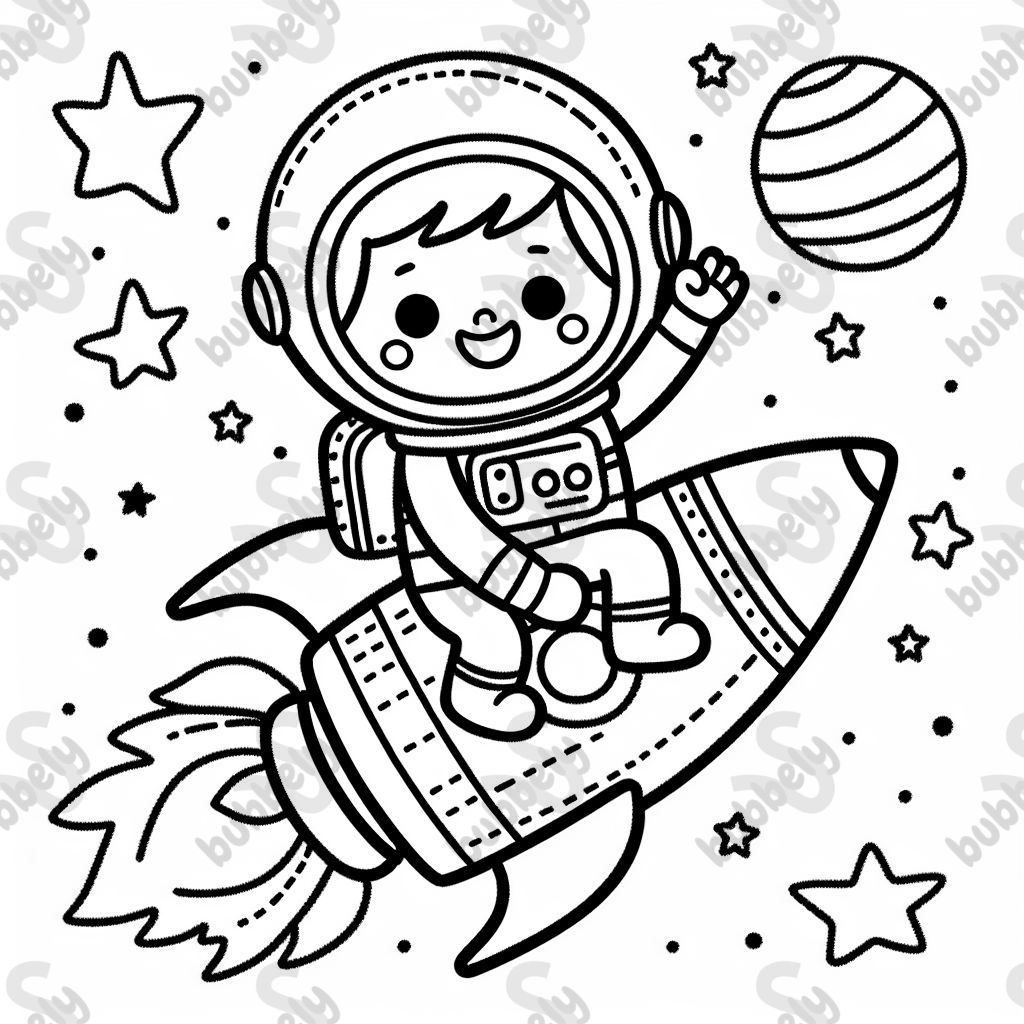 Einen Astronauten auf einer Rakete