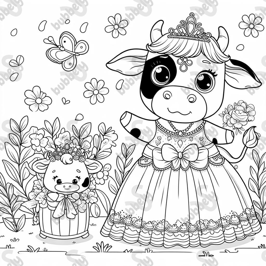 Une vache dans une robe de princesse