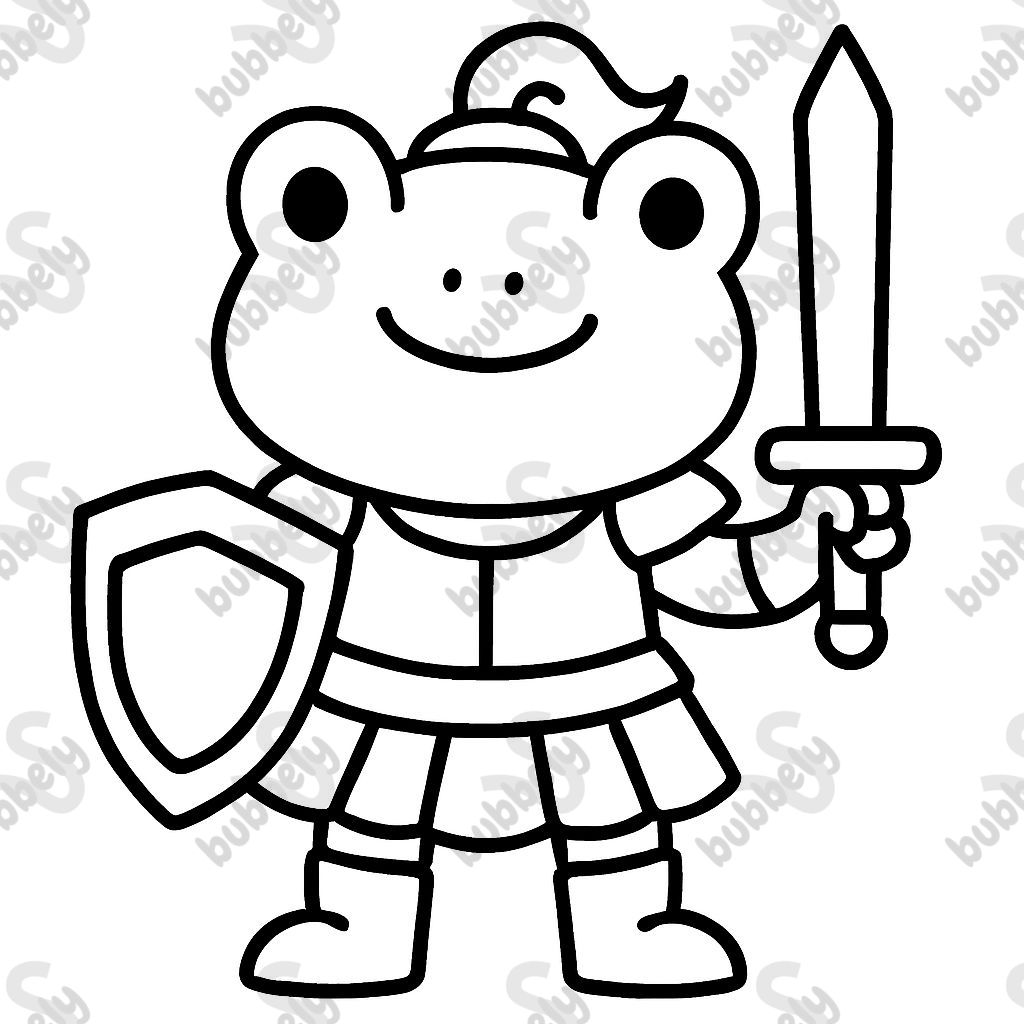 A lady frog in knight armor
