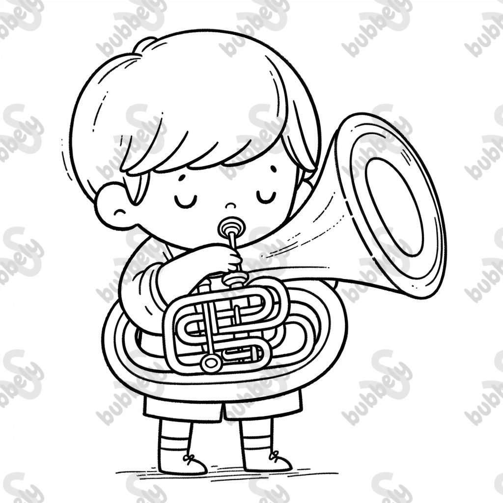 a little boy playing the euphonium