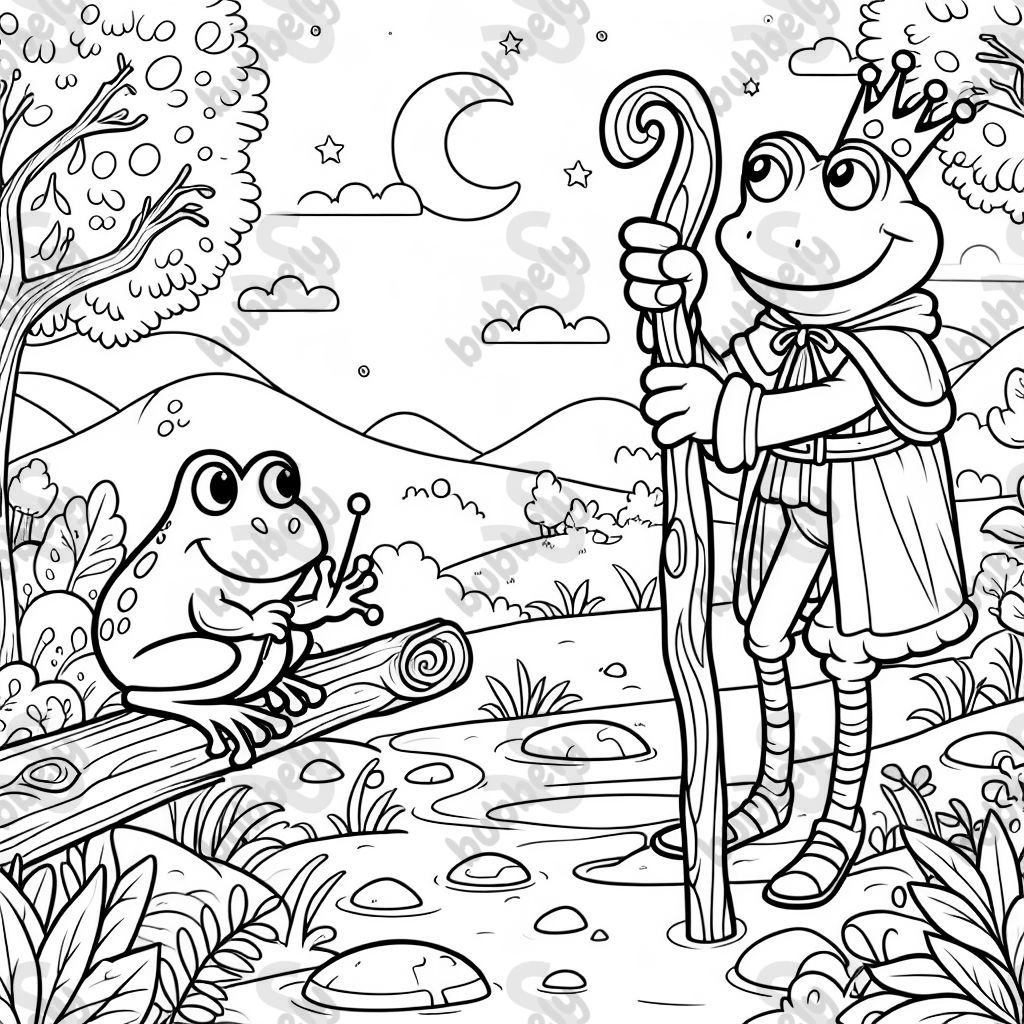 Ein Frosch der einen großen Stock findet