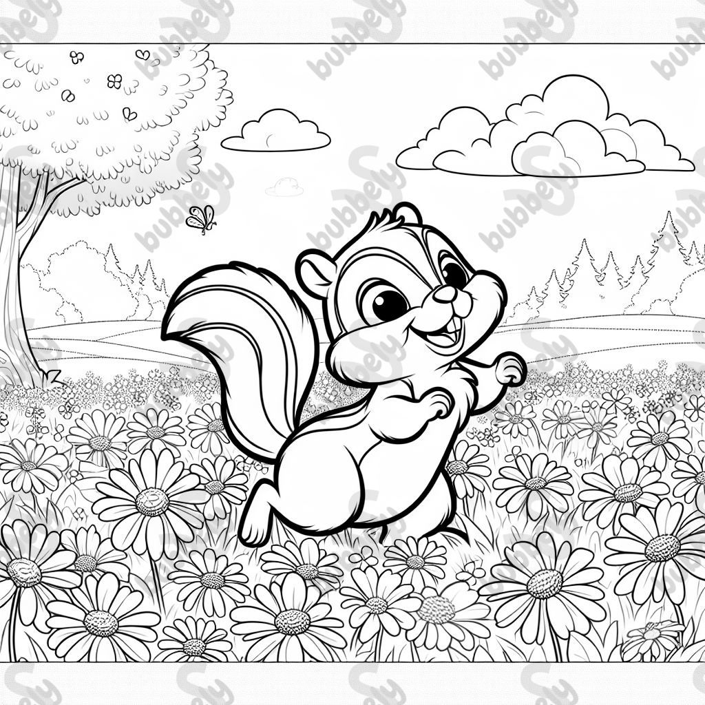 a chipmunk in a field of flowers
