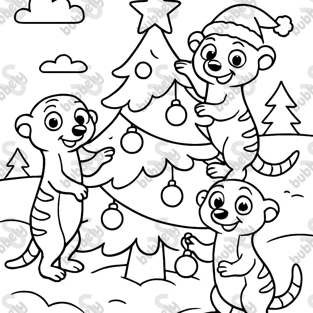 Meerkats with Christmas tree