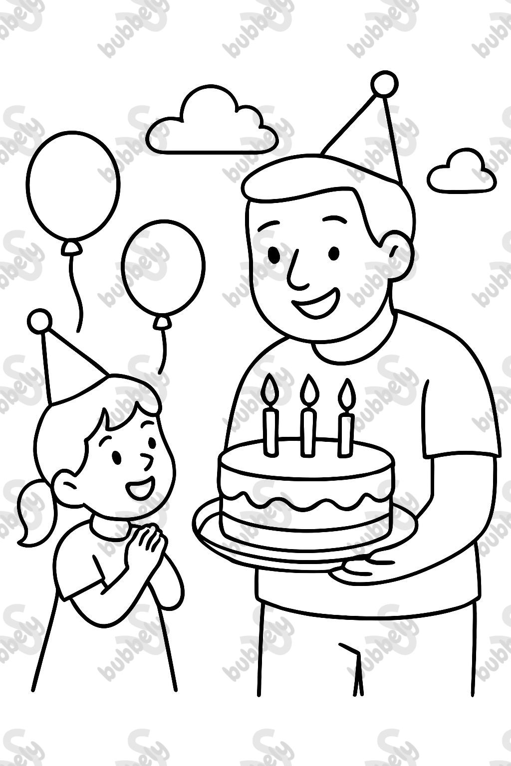 Man has a birthday and celebrates with a little girl Man has a birthday and celebrates with a little girl