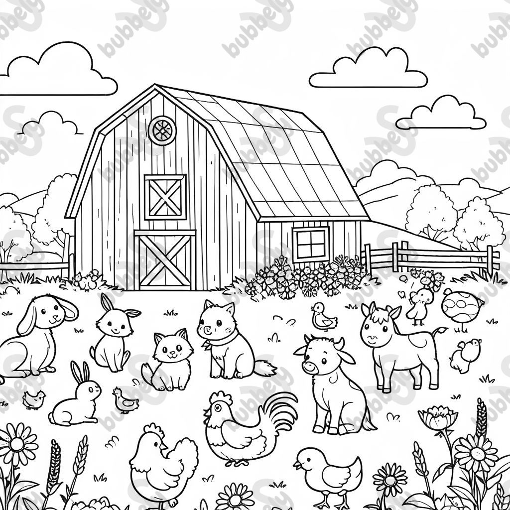 Einen Bauernhof mit Tieren