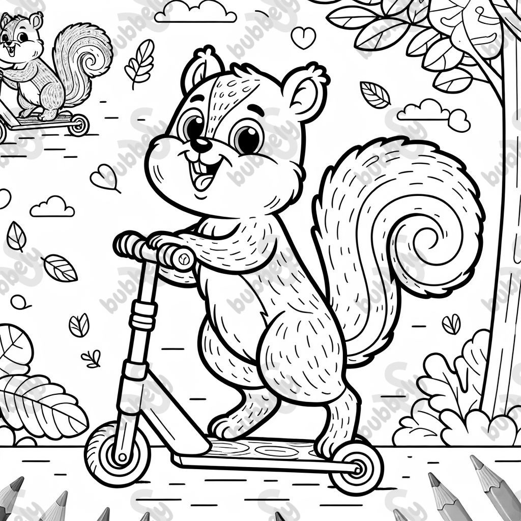 Ein eichhörnchen auf einem tretroller