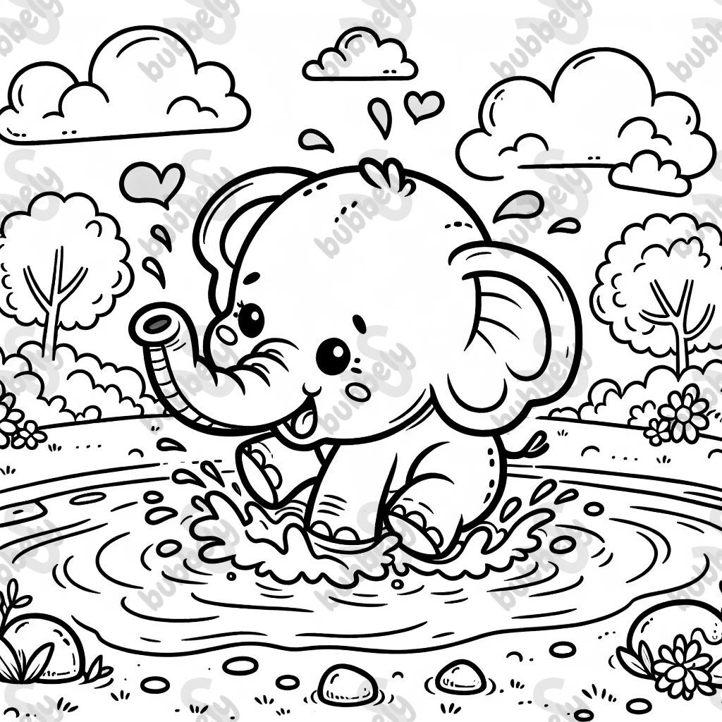 Baby elephant in a river