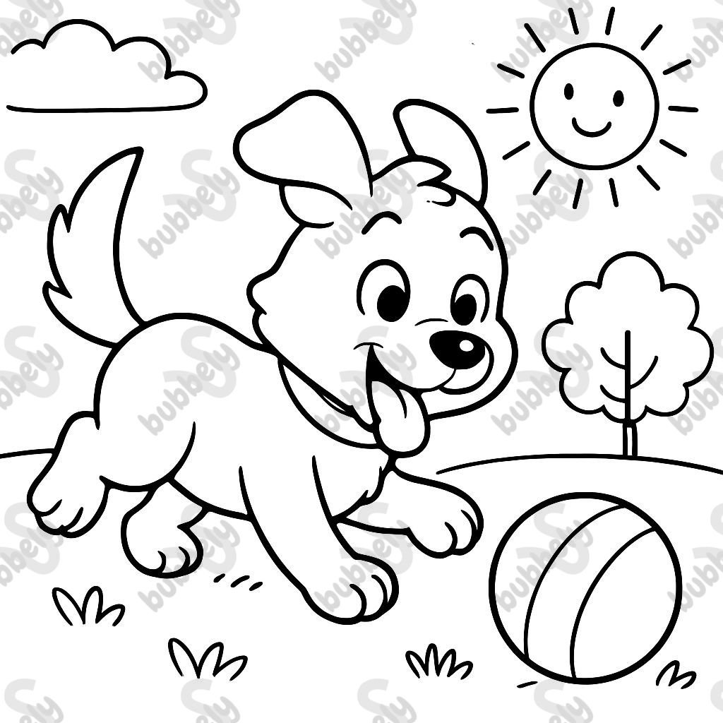 un chiot jouant avec une balle