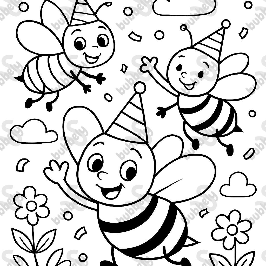 Bees with party hat