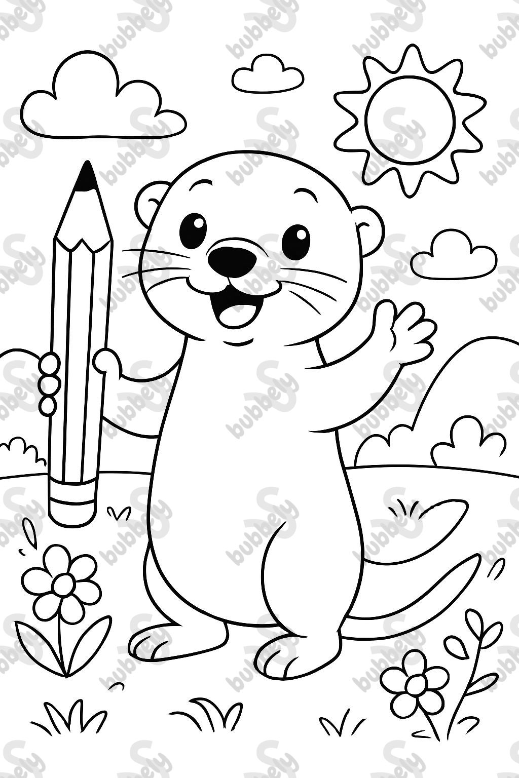 otter with pen