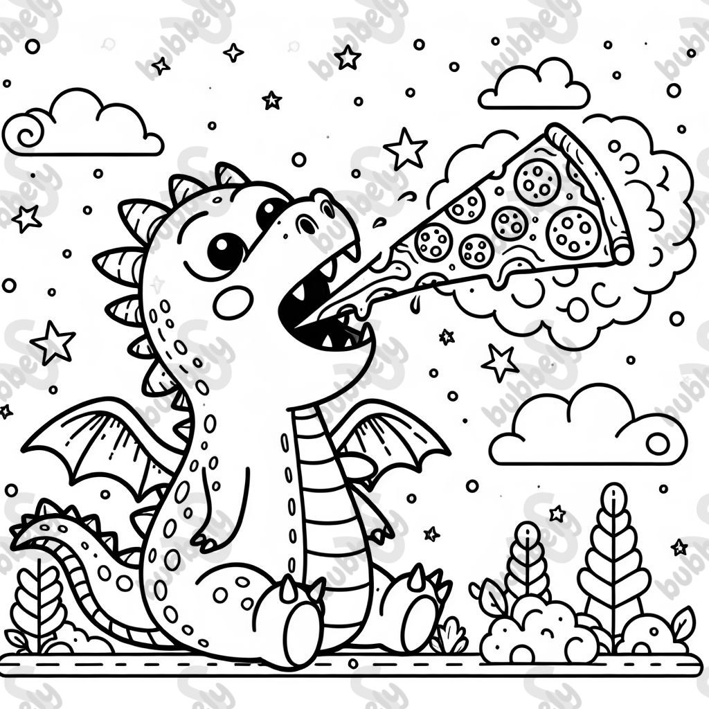 A dragon firing a pizza